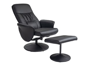 Ensemble fauteuil 2 pièces, fauteuil avec repose-pieds, fauteuil inclinable avec repose-pieds, réglable en hauteur, dossier inclinable, noir
