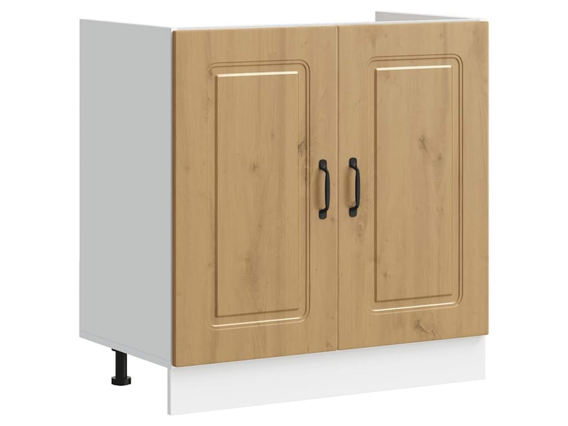  Meuble de cuisine, meuble bas pour évier kalmar chêne artisanal bois ingénierie shl4217  - Conforama A