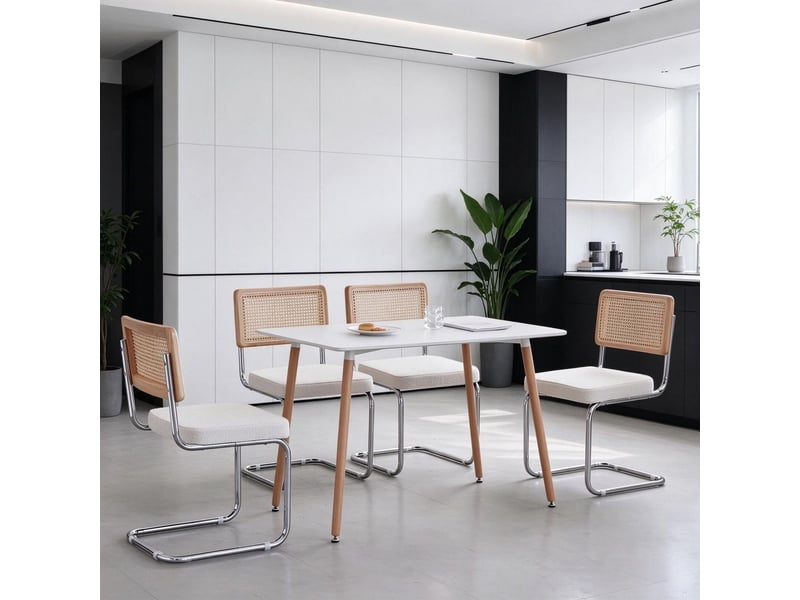 Lot de chaises 4 pièces à structure en porte-à-faux dossier respirant forme élégante usage multifonctionnel - Conforama B