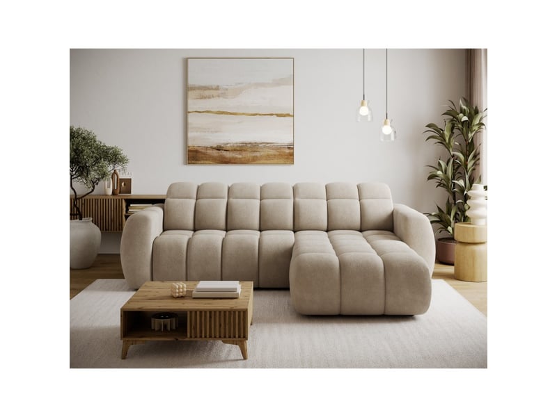  Canapé d'angle électrique fanoti 3 places gris chiné – angle droit  - Conforama B