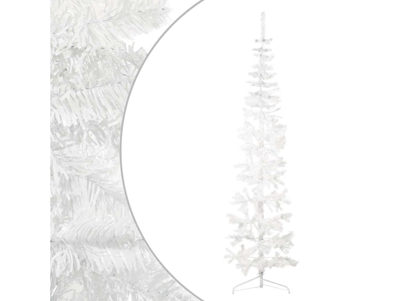  Demi sapin de noël, arbre de noël artificiel mince avec support blanc 240 cm  - Conforama A