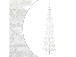 Demi sapin de noël, arbre de noël artificiel mince avec support blanc 240 cm