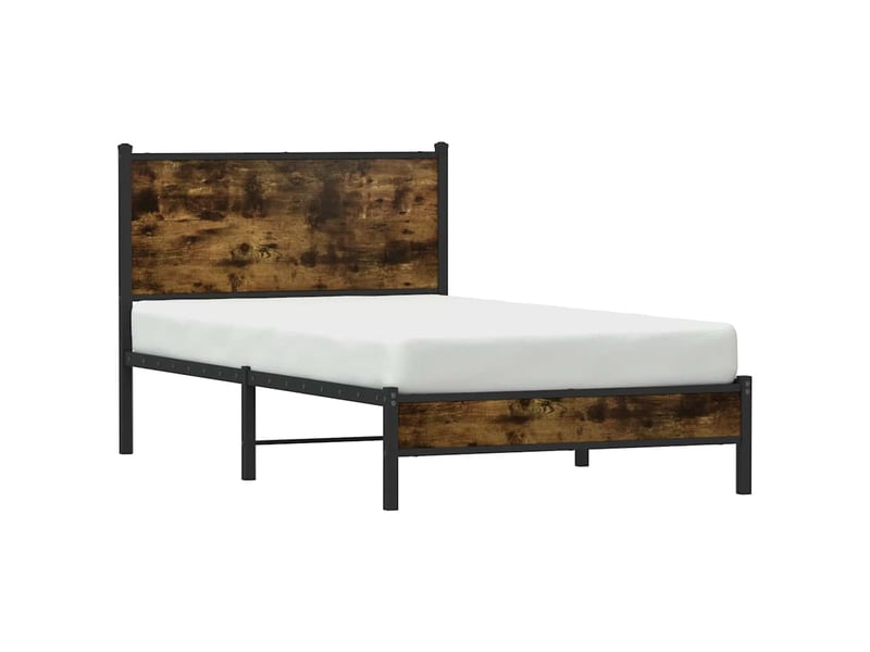  Lit simple- lit adulte -  cadre de lit en métal sans matelas chêne fumé 100x200 cm  - Conforama C