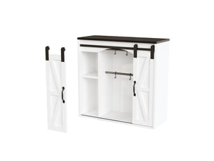 Meuble haut de cuisine en mdf 80x31x76 cm, 2 portes coulissantes, étagères réglables, rangement mural et style campagne
