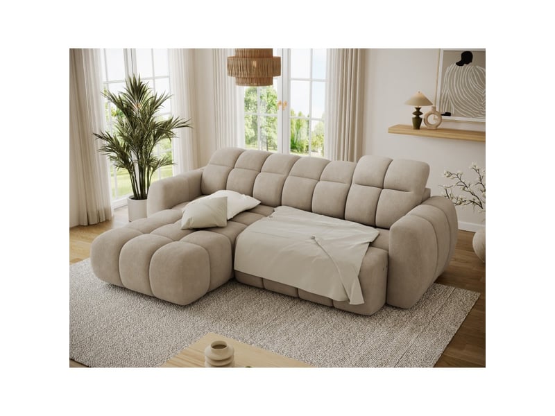  Canapé d'angle électrique fanoti 3 places beige – angle gauche – version 2  - Conforama C
