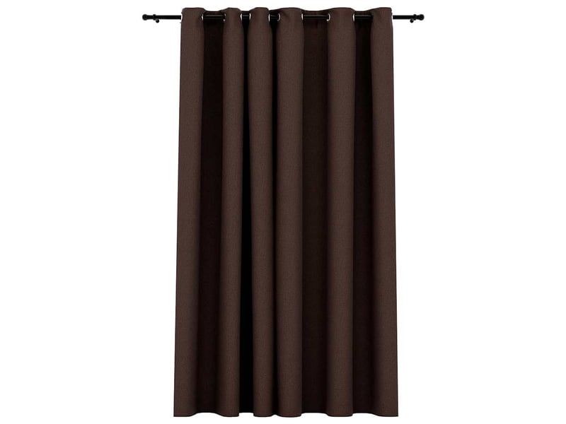  Rideau occultant, rideau black-out aspect de lin avec œillets taupe 290x245 cm cf43944  - Conforama A