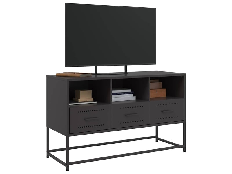  Meuble tv - banc tv - meuble de rangement noir 100,5x39x60,5 cm acier  - Conforama D