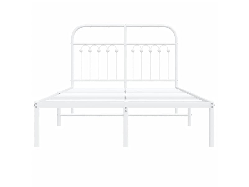  Lit double- lit adulte -  cadre de lit métal sans matelas et tête de lit blanc 120x200 cm  - Conforama C