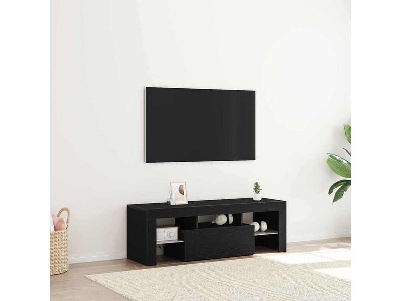  Meuble tv - banc tv - meuble de rangement 120 x 35 x 40 cm chêne noir bois d'ingénierie  - Conforama B