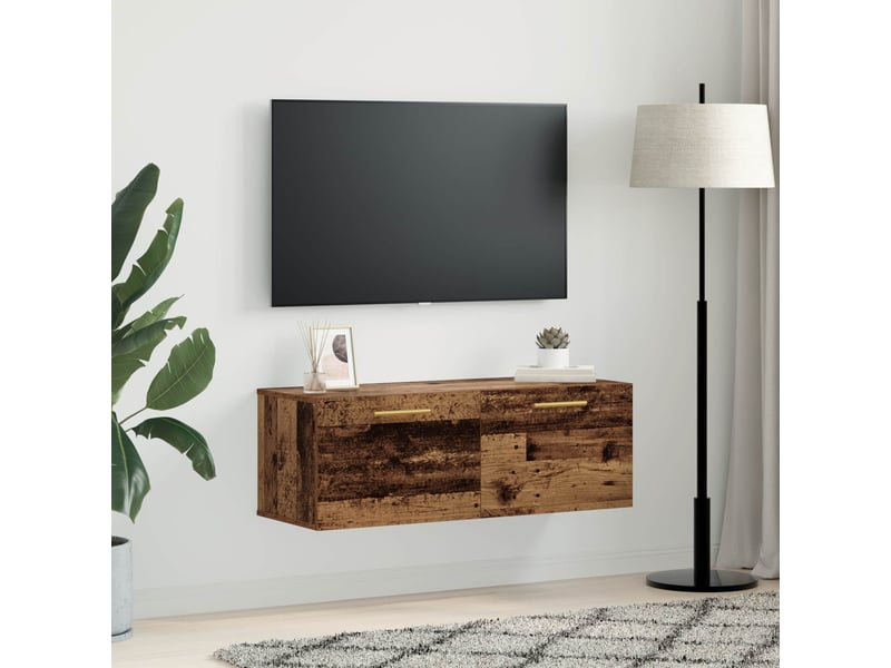  Meuble mural, rangement salon 100 x 36.5 x 35 cm bois d'ingénierie bois ancien shl6114  - Conforama D