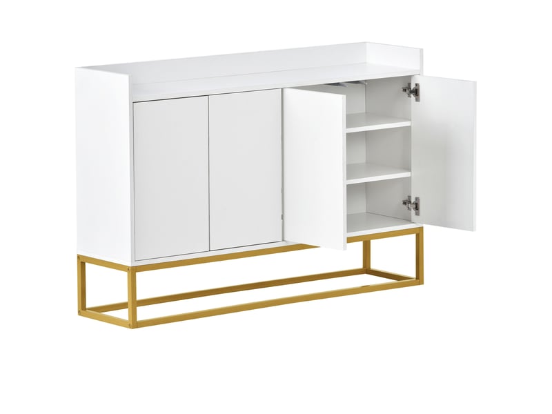 Buffet 4 portes sans poignées 120 x 30 x 80 cm, étagères réglables, blanc Jamama eleni - Conforama A