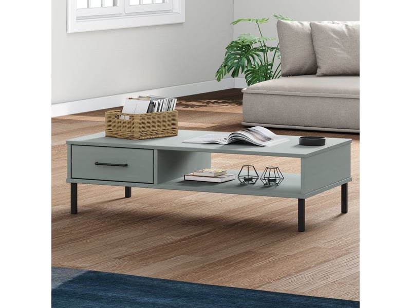  Table basse | table d'appoint salon avec pieds en métal gris bois pin massif oslo  - Conforama B