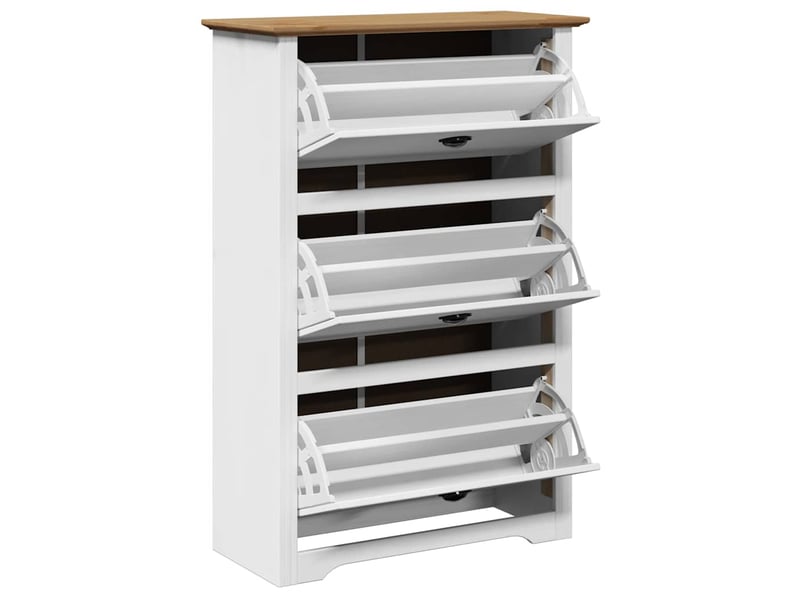 Meuble à chaussures, étagère à chaussures bodo blanc et marron 80x35x118 cm  - Conforama E