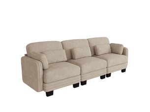 Canapé droit compressé fixe MODFU  3 places Tissu Café clair