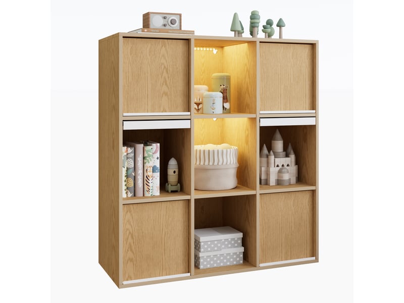  Meuble de rangement enfant - rangements intégrés - structure bois - organisation des jouets - rangement chambre - naturel CozyNest - Conforama A