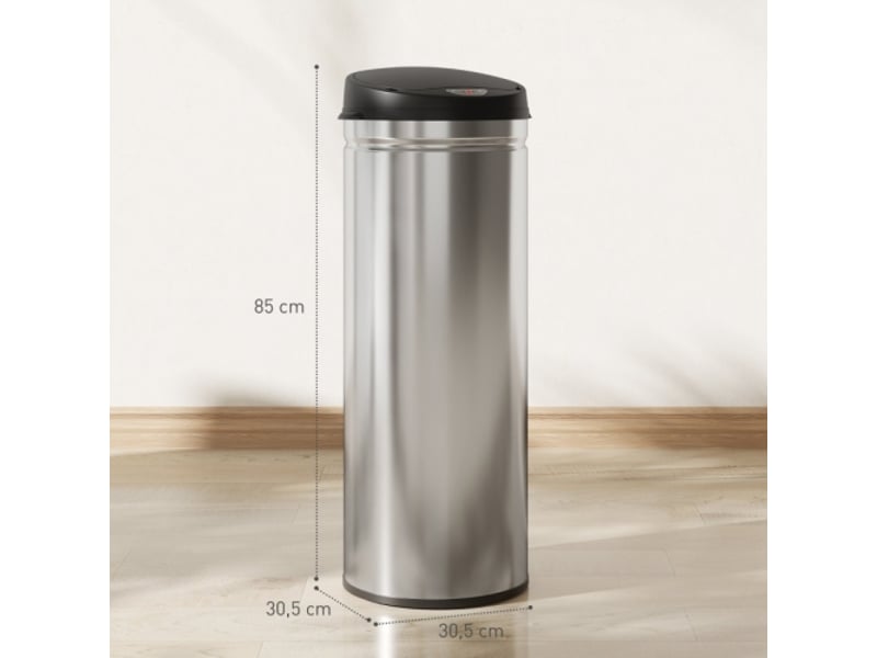 Poubelle à capteur 50 l en inox, sans contact, fermeture douce, argentée, cuisine et bureau - Conforama C