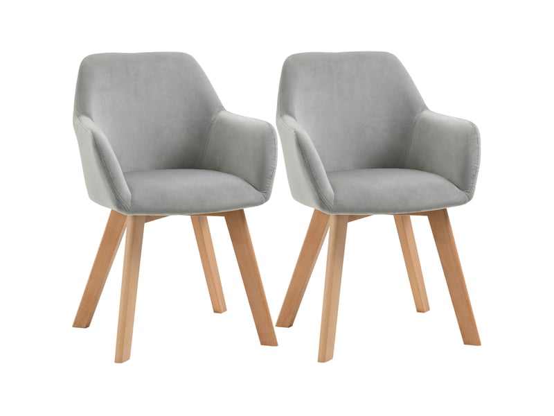  Lot de 2 chaises de salle à manger avec accoudoirs et dossier gris  - Conforama A