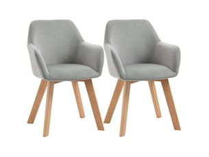 Lot de 2 chaises de salle à manger avec accoudoirs et dossier gris