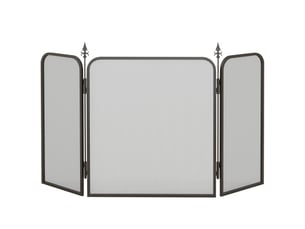 Pare-feu de cheminée noir en métal à 3 panneaux, pliable, 96x56 cm, pour salon et chambre