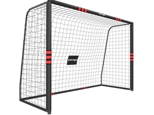 But de football 300x200 cm avec filet et protection en mousse métal noir et rouge