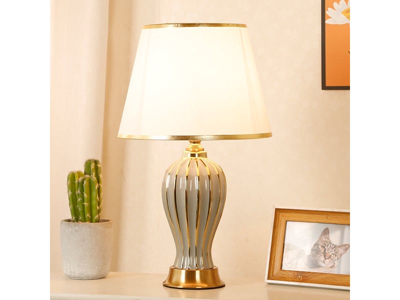  Lampe de table moderne – pour salon et chambre à coucher, blanc  - Conforama E