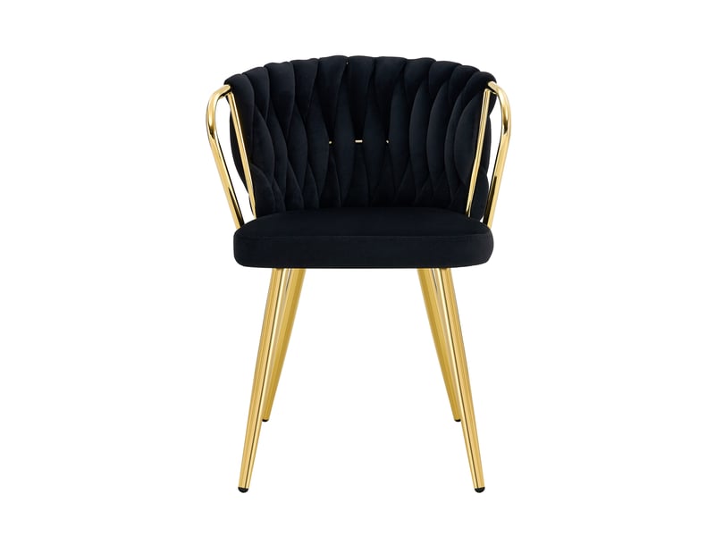 Chaise de salle à manger,43x58x76 cm,velours et métal doré,noir - Conforama D
