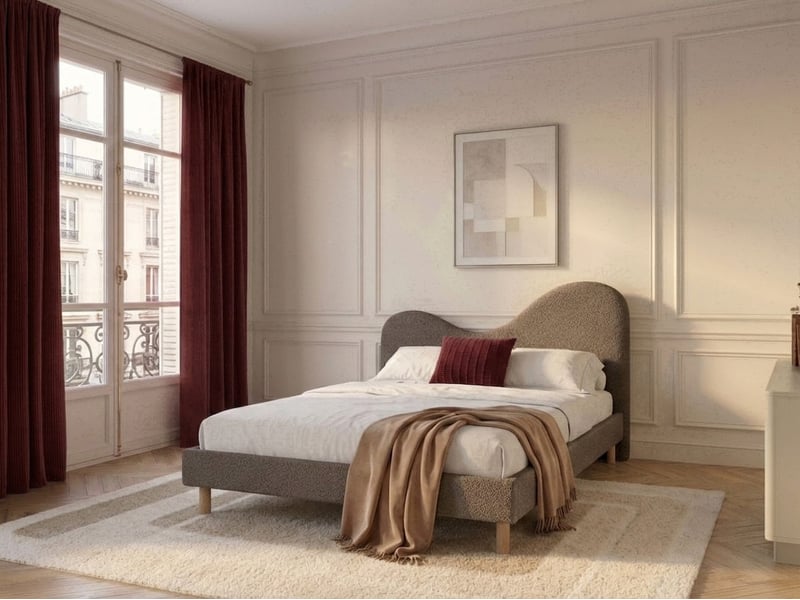  Bobochic lit celina tissu bouclette avec lattes massives marron 140x190 CELINA - Conforama C