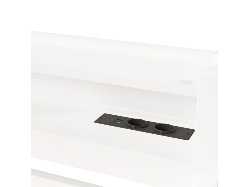 Lit mezzanine 90 × 200 cm, étagères, led et prises usb, blanc - Conforama E
