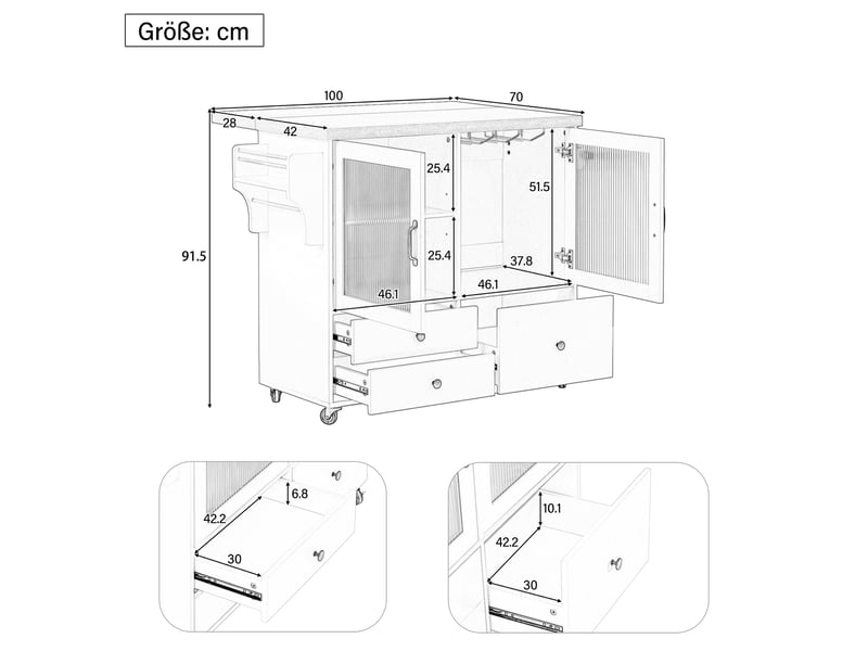  Desserte 2 portes 3 tiroirs coloris blanc mdf desserte blanc - Conforama C