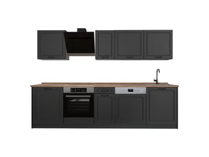Vicco cuisine, anthracite campagneanthracite, 280cm plan de travail chêne doré