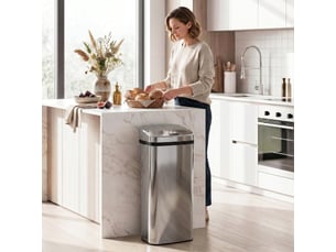 Poubelle automatique à capteur 50 l en acier inoxydable 33x25x84 cm