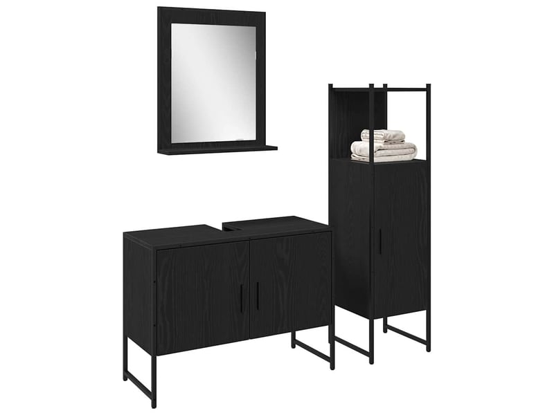 Ensemble de mobilier de salle de bain 3 pc noir cf64413 - Conforama C