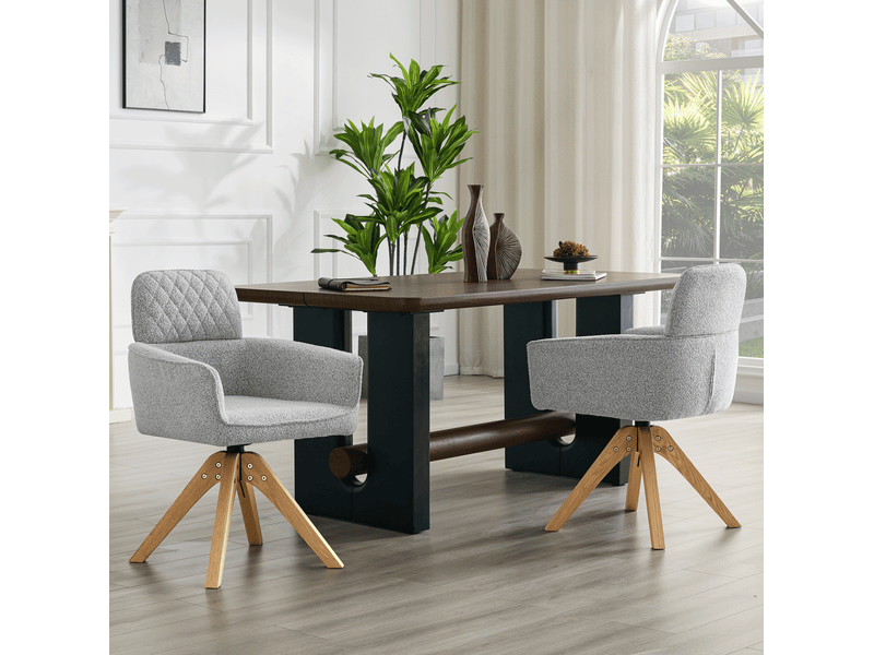  Lot de 2 chaises de salle à manger pivotantes 53x51x85 cm gris clair  - Conforama E
