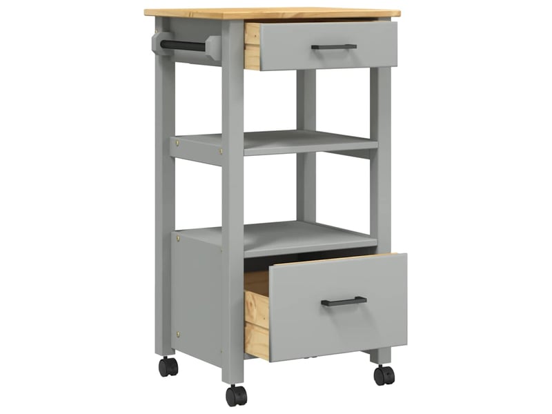  Desserte de cuisine, chariot de rangement monza 48x40x88,5 cm bois massif de pin shl29983  - Conforama D