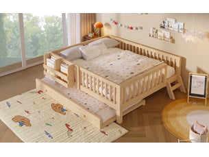 Lit gigogne 140x200 cm OKWISH coloris bois clair