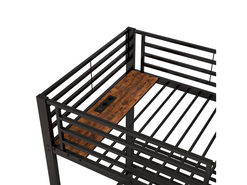 Lit triple en l 90 × 200 cm métal noir, échelle et étagères IKSETERA TRADING LTD - Conforama E
