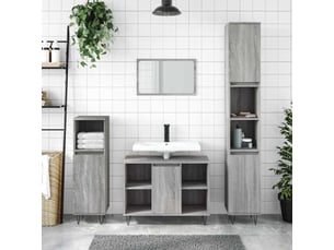 Meuble salle de bain rangement, commode sonoma gris 80x33x60 cm bois d'ingénierie shl9625