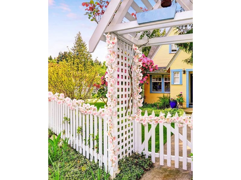  Aiducho 2 pack fleurs artificielles en soie fleur de cerisier guirlande vigne suspendue pour mariage décoration de jardin maison (rose)  - Conforama E