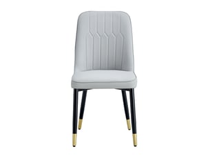 Chaise de salle à manger dossier rembourré ensemble de six similicuir pu gris clair pieds en métal noir style moderne