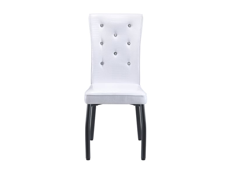  Lot de 4 chaises de salle à manger rétro avec boutons décoratifs en pvc et métal blanc et noir  - Conforama A
