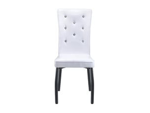Lot de 4 chaises de salle à manger rétro avec boutons décoratifs en pvc et métal blanc et noir