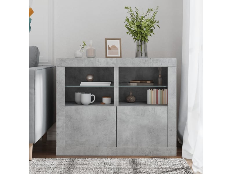 Armoires latérales et lumières led 2 pcs gris béton  - Conforama C