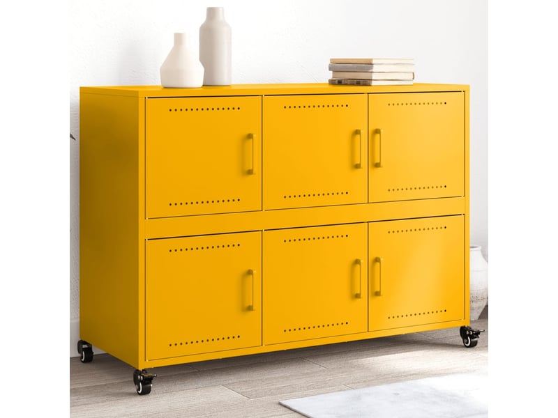  Buffet | meuble de rangement salon jaune moutarde 100,5x39x72 cm acier  - Conforama B