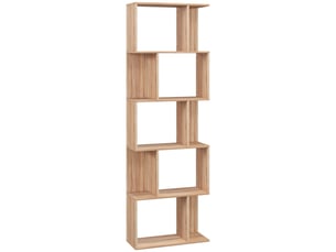 Bibliothèque en bois à 5 étagères avec séparateur, 60 x 24 x 184,5 cm, couleur bois