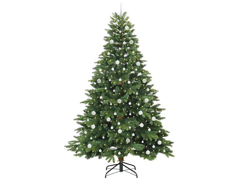  Sapin de noël artificiel, arbre de noël avec 300 led vert 240 cm pe et pvc shl2014  - Conforama C