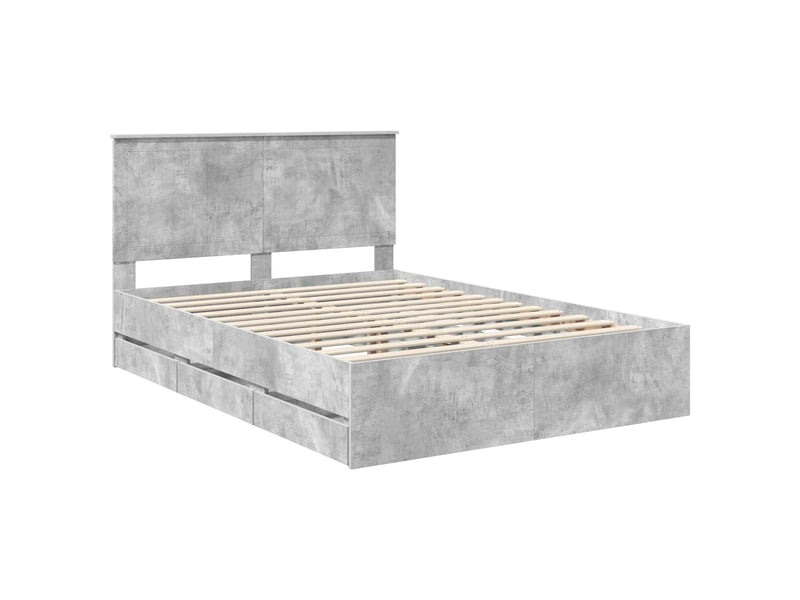  Lit double- lit adulte -  cadre de lit gris béton 140 x 190 cm bois ingénierie  - Conforama C