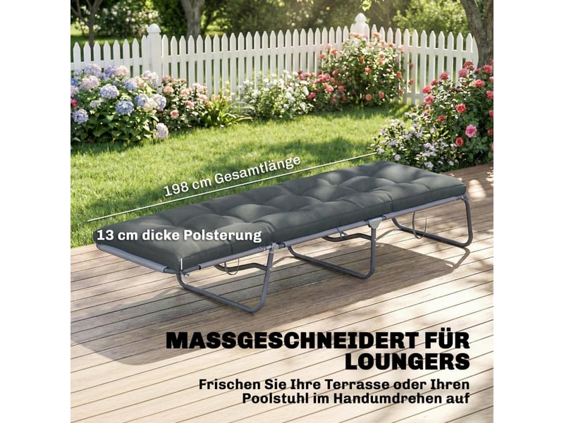  Coussin de chaise longue - gris foncé - polyester résistant - protection uv50+ - résistant à l'eau 198x65x13cm - Conforama D