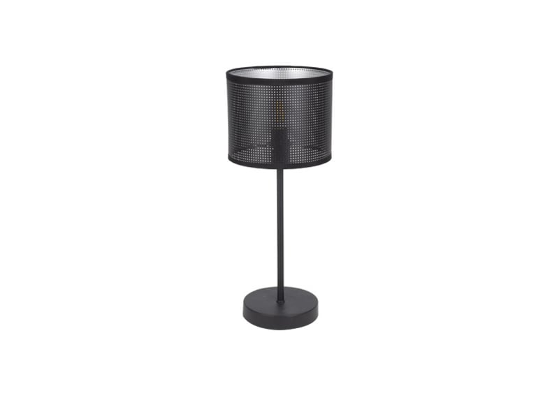  Fabrilamp anastasia lampe à poser noir argenté, abat-jour textile perforé argenté, 1 x e14, 42,5 cm 190171009 - Conforama A
