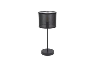 Fabrilamp anastasia lampe à poser noir argenté, abat-jour textile perforé argenté, 1 x e14, 42,5 cm