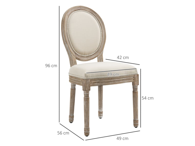 Lot de 4 chaises de salle à manger - bois massif sculpté - chaise de salon médaillon style louis xvi, patiné - Conforama C
